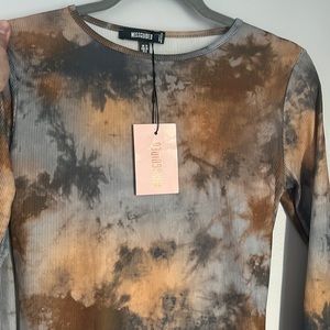 Dye crew neck mini dressing